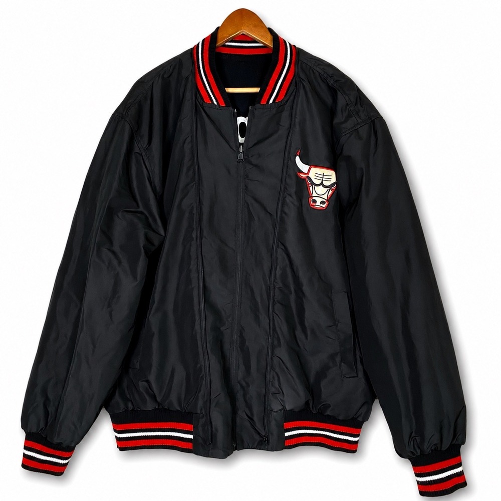 Vtg 90s Chicago Bulls Mens 2XL JH Design NBA Wool Varsity Jacket RARE White Logo - Picture 7 of 9